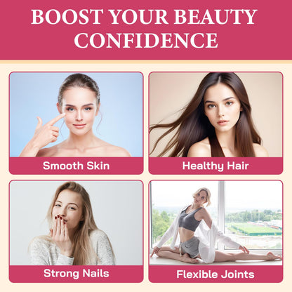 OHaboth Collagen Gummies for Women, Hydrolyzed Collagen Peptides Type I, II, III, V, X, 0 Sugar - Collagen Gummies for Skin, Wrinkles, Hair, Nails - Maple Wellness Supplements
