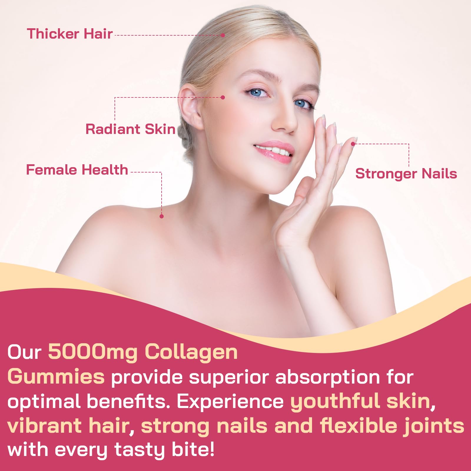 OHaboth Collagen Gummies for Women, Hydrolyzed Collagen Peptides Type I, II, III, V, X, 0 Sugar - Collagen Gummies for Skin, Wrinkles, Hair, Nails - Maple Wellness Supplements