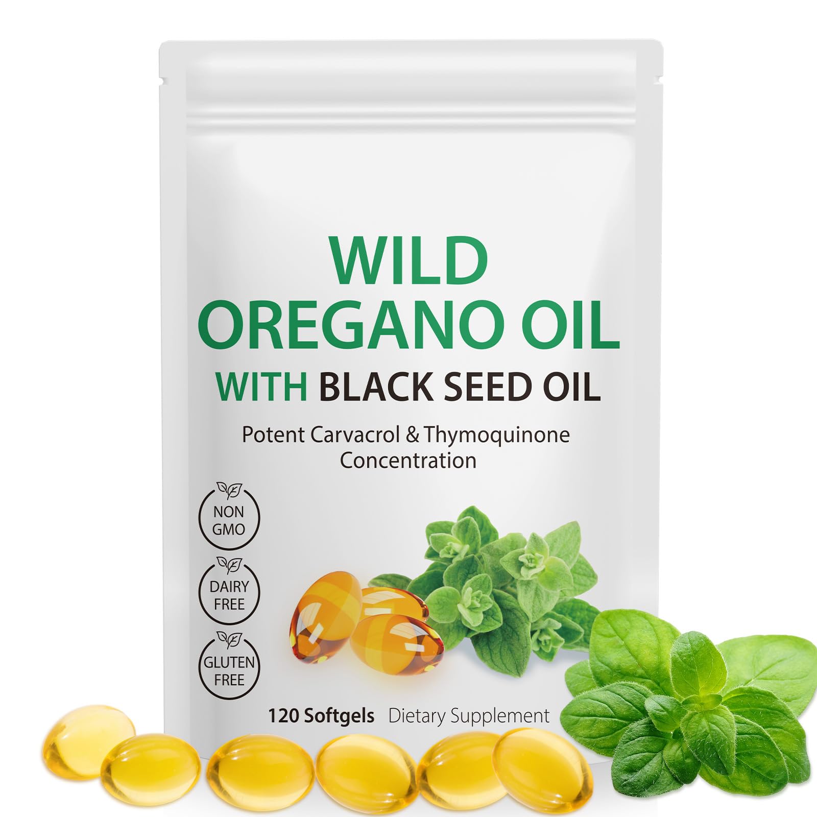 Oil of Oregano with Black Seed Oil, 6000mg Oregano Oil Capsules Organic, of Oregano - Maple Wellness Supplements
