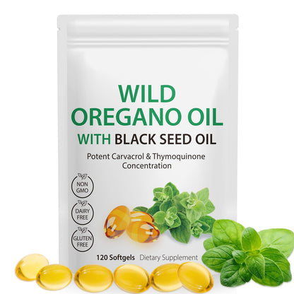 Oil of Oregano with Black Seed Oil, 6000mg Oregano Oil Capsules Organic, of Oregano - Maple Wellness Supplements