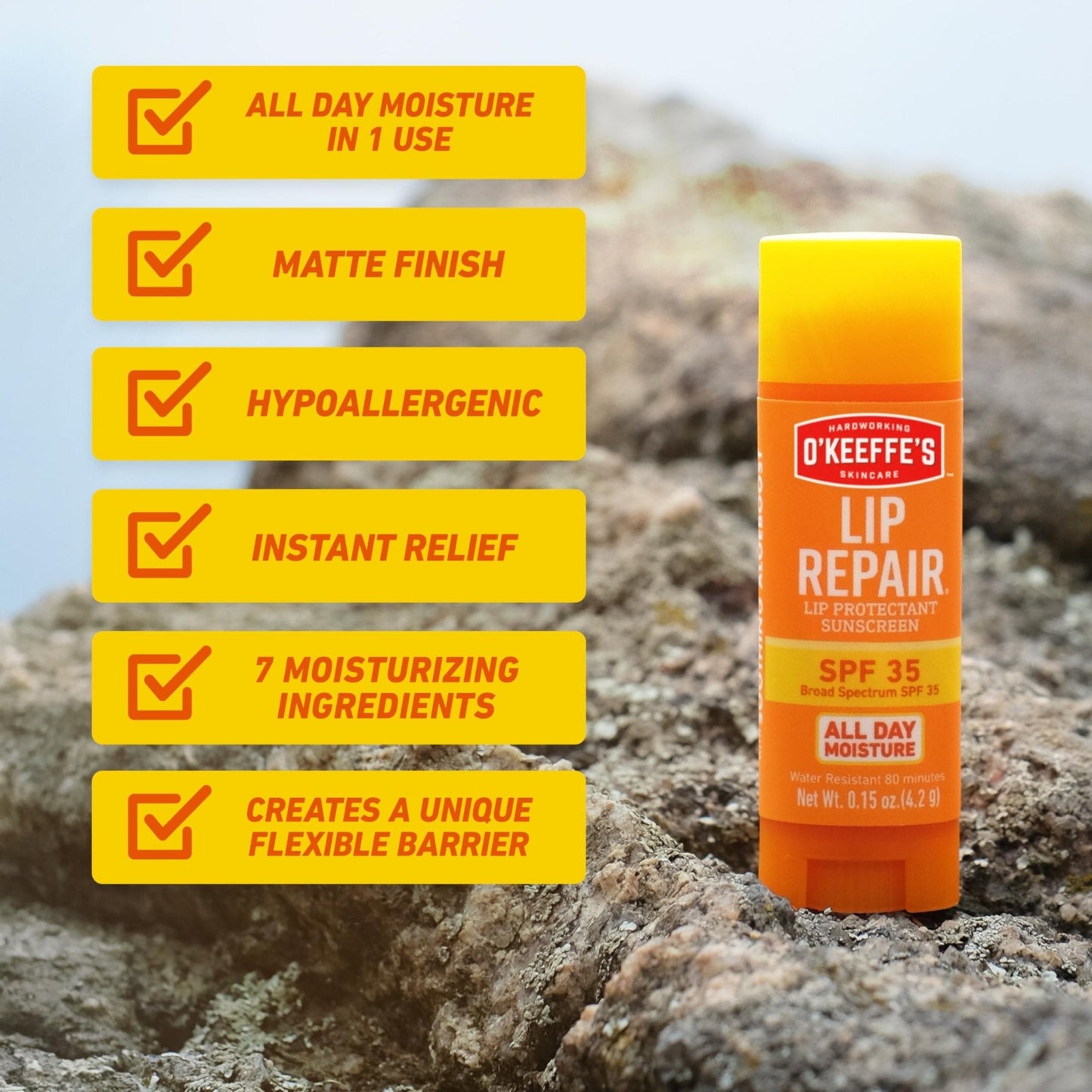 O'Keeffe's Lip Repair SPF 35 Lip Balm - Stick (3 Pack) - Sun-Safe Moisturizer for Extremely Cracked, Dry Lips - Maple Wellness Supplements