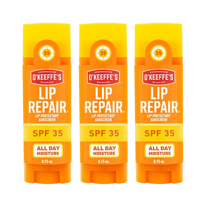 O'Keeffe's Lip Repair SPF 35 Lip Balm - Stick (3 Pack) - Sun-Safe Moisturizer for Extremely Cracked, Dry Lips - Maple Wellness Supplements