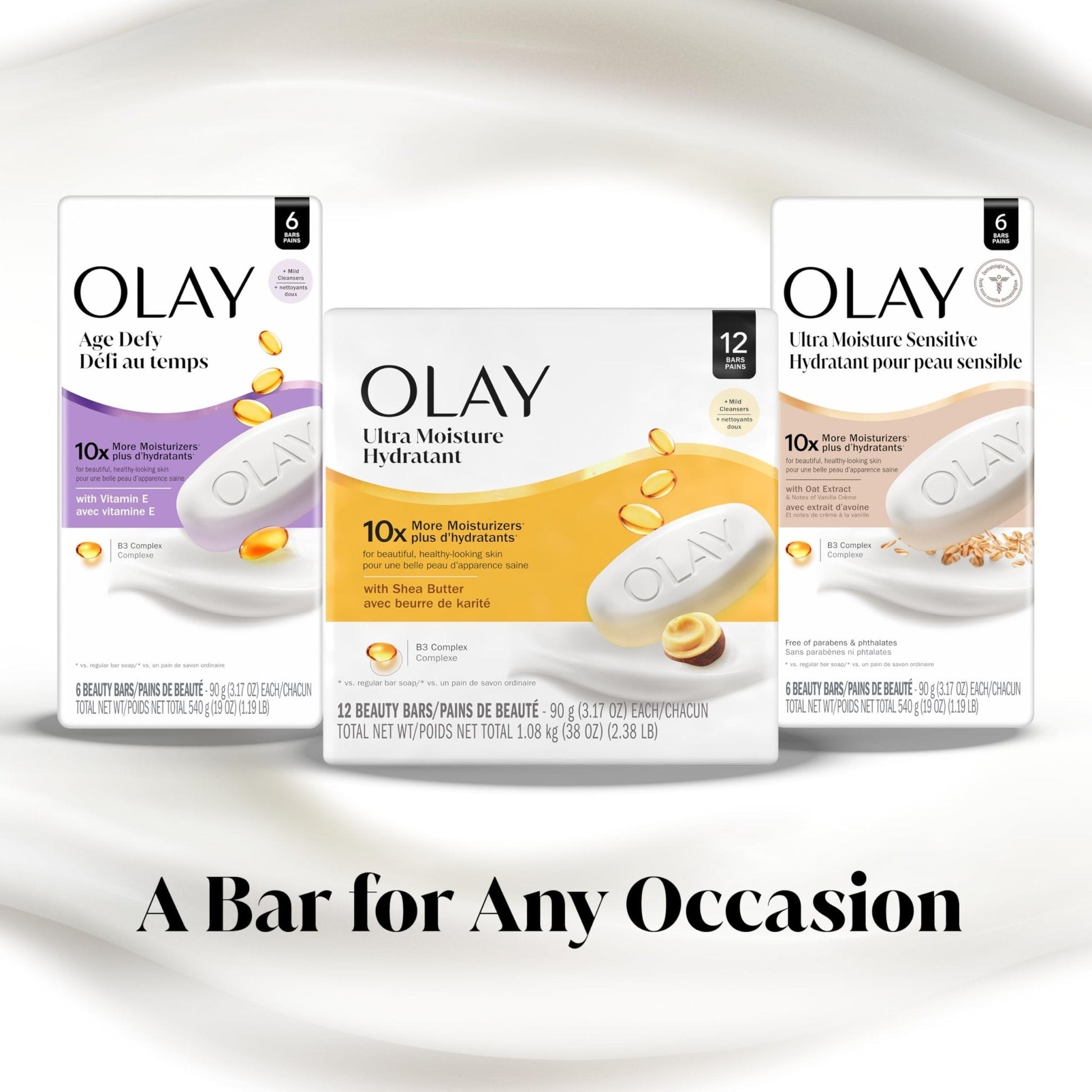 Olay Beauty Bar, Ultra Moisture,10x More Moisturizers, Nourishing Conditioners, Smooth & Gentle on Skin, Vitamin B3 Complex - Maple Wellness Supplements
