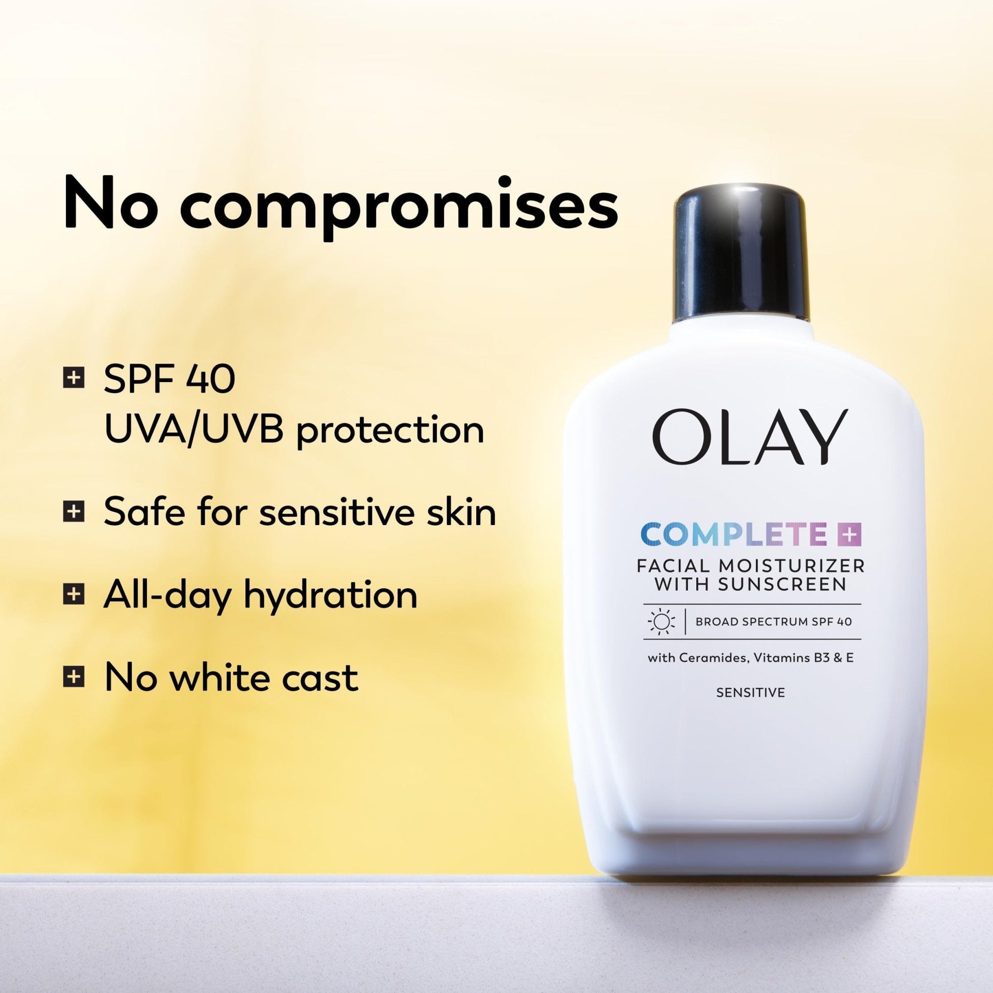 Olay Complete+ Face Moisturizer with Sunscreen SPF 40, For Sensitive Skin, Broad Spectrum Sun Protection, Fragrence-Free - Maple Wellness Supplements