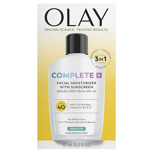 Olay Complete+ Face Moisturizer with Sunscreen SPF 40, For Sensitive Skin, Broad Spectrum Sun Protection, Fragrence-Free - Maple Wellness Supplements