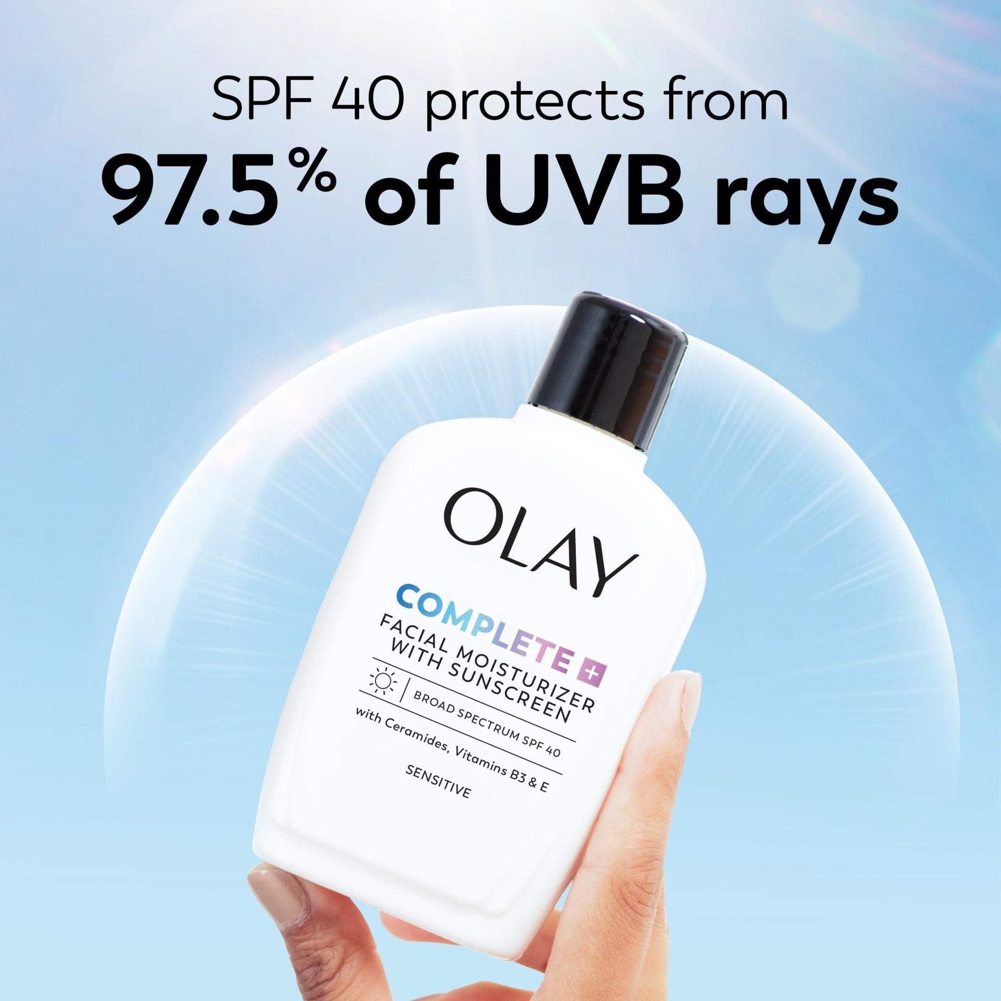 Olay Complete+ Face Moisturizer with Sunscreen SPF 40, For Sensitive Skin, Broad Spectrum Sun Protection, Fragrence-Free - Maple Wellness Supplements