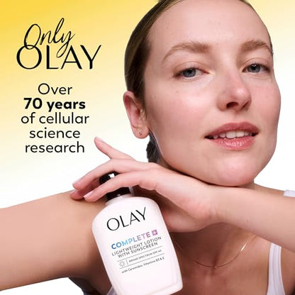 Olay Face Moisturizer, Complete with Sunscreen SPF 15, Daily Facial Lotion for Normal Skin, Lightweight Hydrating Broad Spectrum Sun Protection - Maple Wellness Supplements