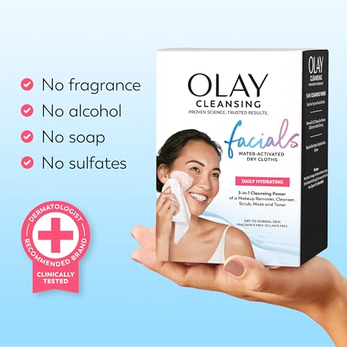 Olay Makeup Remover Wipes, Daily Facials Hydrating Face Cleanser for Normal to Dry Skin - Maple Wellness Supplements