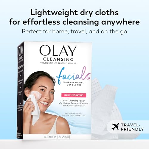 Olay Makeup Remover Wipes, Daily Facials Hydrating Face Cleanser for Normal to Dry Skin - Maple Wellness Supplements