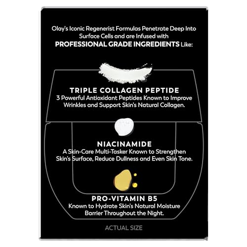 Olay Night Cream for Face, Anti-Aging Face Moisturizer for Women - Fragrance-Free Skin Care, Anti-Wrinkle, Exfoliate, Smooths Texture - Maple Wellness Supplements