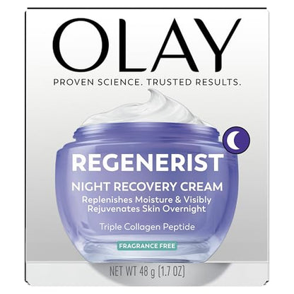 Olay Night Cream for Face, Anti-Aging Face Moisturizer for Women - Fragrance-Free Skin Care, Anti-Wrinkle, Exfoliate, Smooths Texture - Maple Wellness Supplements