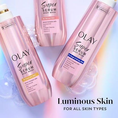 Olay Super Serum Body Wash for Extra Dry Skin, 24hr Long Lasting Hydration, 5+ Ingredient - Maple Wellness Supplements