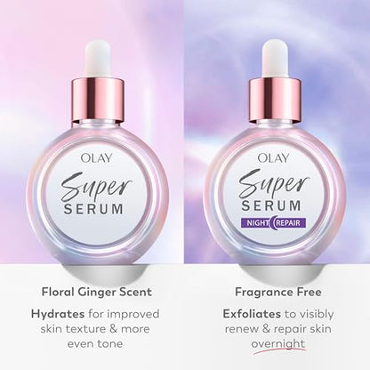 Olay Super Serum - Glow Serum for Face - Activated Niacinamide, Vitamin C & E, Collagen Peptide, AHA - 5-in-1 Benefits - Brightens, Hydrates, Smooths, Firms, Evens Tone, Proactive Anti-Aging, 1.7 Oz - Maple Wellness Supplements