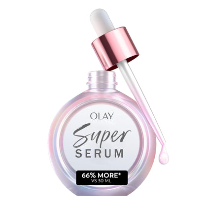 Olay Super Serum - Glow Serum for Face - Activated Niacinamide, Vitamin C & E, Collagen Peptide, AHA - 5-in-1 Benefits - Brightens, Hydrates, Smooths, Firms, Evens Tone, Proactive Anti-Aging, 1.7 Oz - Maple Wellness Supplements