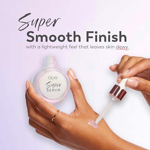 Olay Super Serum - Glow Serum for Face - Activated Niacinamide, Vitamin C & E, Collagen Peptide, AHA - 5-in-1 Benefits - Brightens, Hydrates, Smooths, Firms, Evens Tone, Proactive Anti-Aging, 1.7 Oz - Maple Wellness Supplements