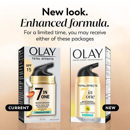 OLAY Total Effects 7-in-1 Anti-Aging Face Moisturizer with SPF 15, Fragrance-Free 1.7 oz - Maple Wellness Supplements