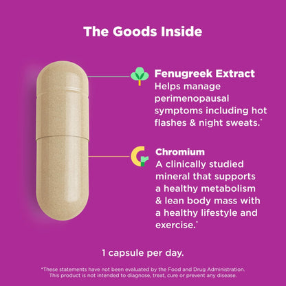 OLLY Balanced Perimeno Capsules, Supports Hormonal Balance, Mood & Metabolism During Perimenopause,* Fenugreek Extract, Chromium, 30 Day Supply - 30 Count - Maple Wellness Supplements