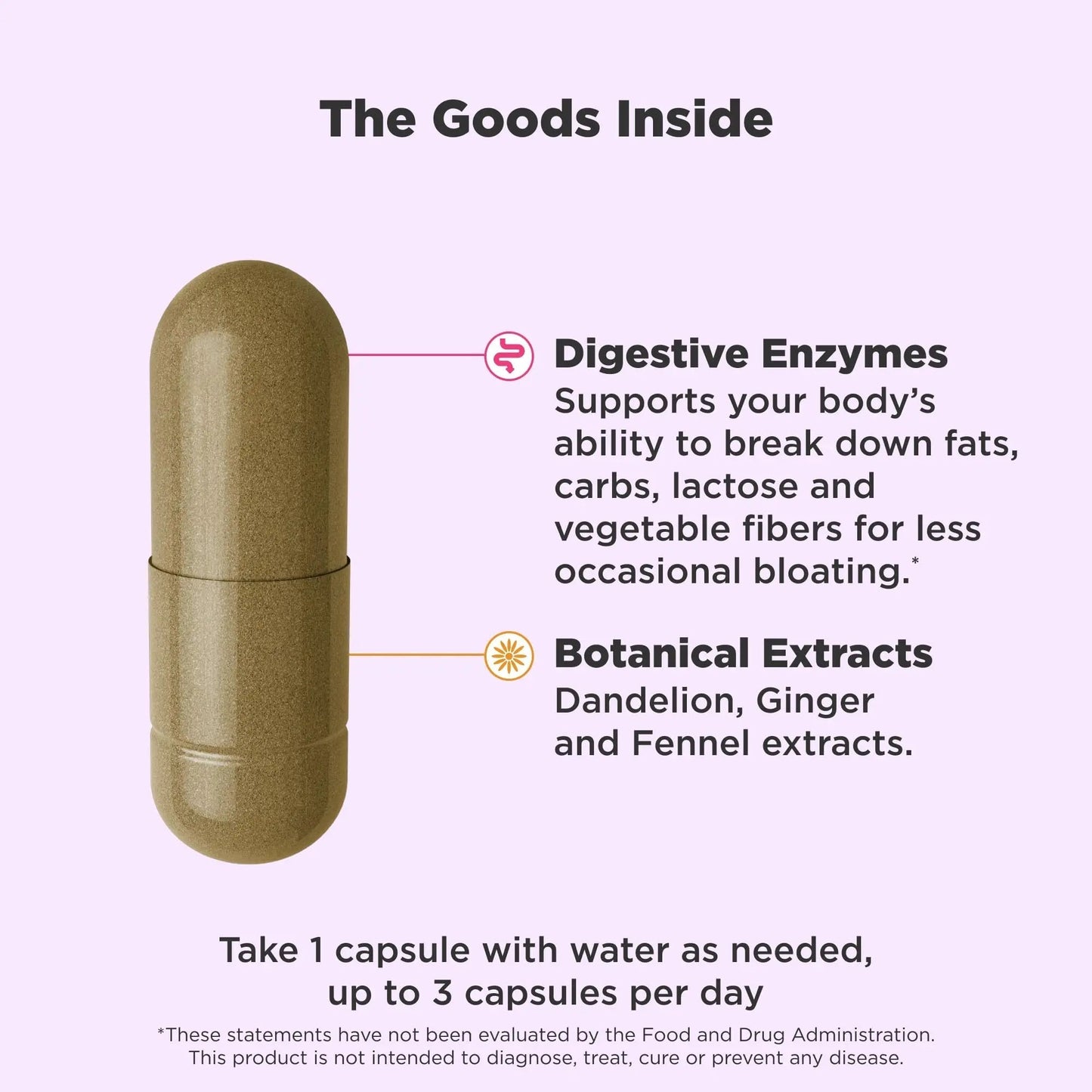 OLLY Beat The Bloat Capsules, Digestive Support Enzymes, Supplement for Women - 25 Count - Maple Wellness Supplements