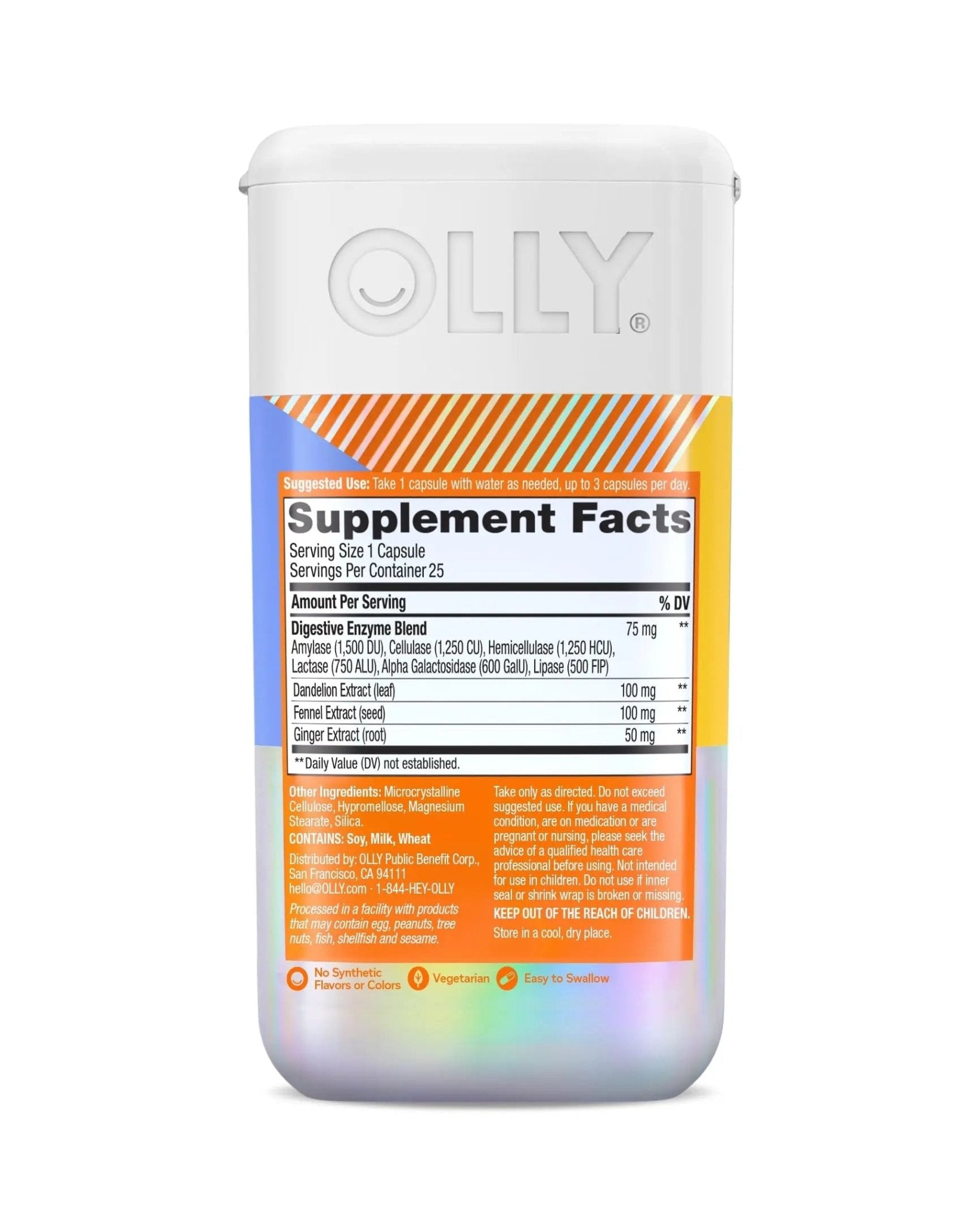 OLLY Beat The Bloat Capsules, Digestive Support Enzymes, Supplement for Women - 25 Count - Maple Wellness Supplements