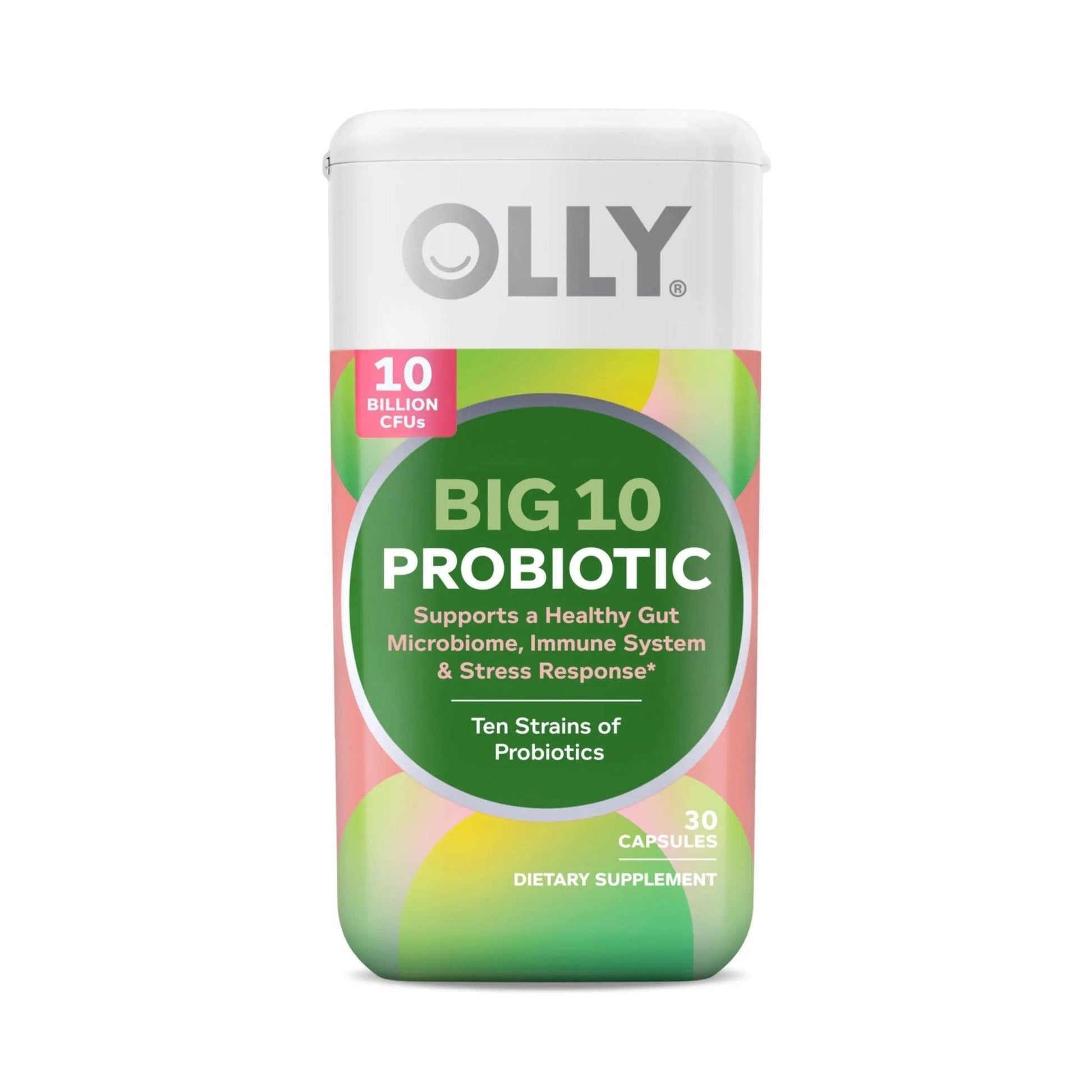 OLLY Big 10 Probiotic, Supports a Healthy Gut Microbiome,* 10 Billion CFUs, 30 Day Supply - 30 Count - Maple Wellness Supplements