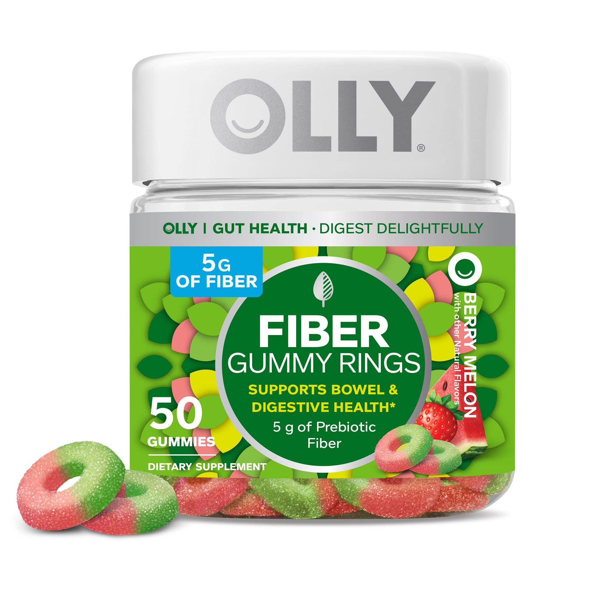 OLLY Fiber Gummy Rings, 5g Prebiotic Fiber, FOS (Fructo-oligosaccharides), Digestive - Maple Wellness Supplements