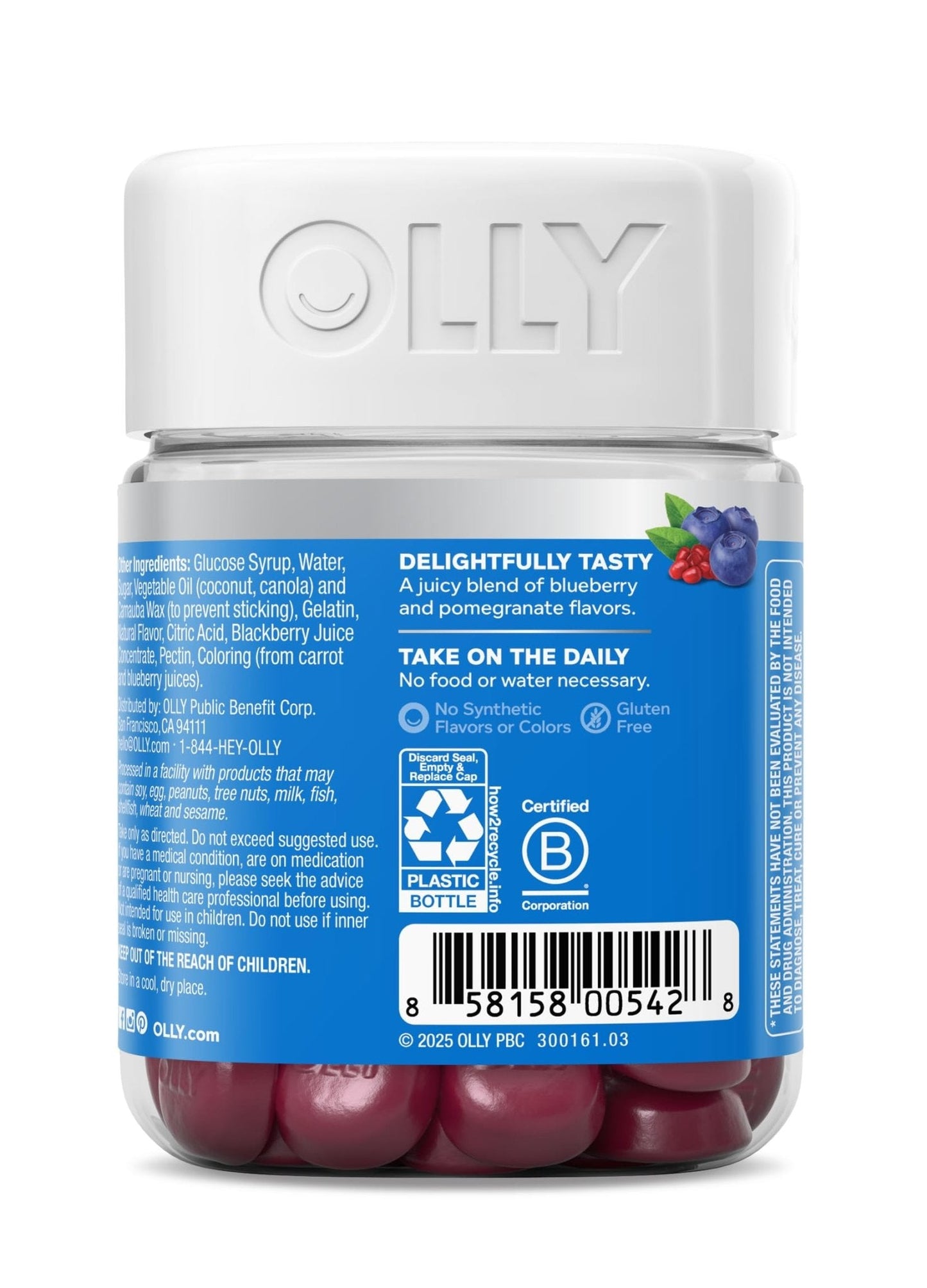 OLLY Glowing Skin Gummy, Hydrated & Youthful Skin,* Hyaluronic Acid, Collagen Peptides, Sea Buckthorn, Plump Berry Flavor - Maple Wellness Supplements