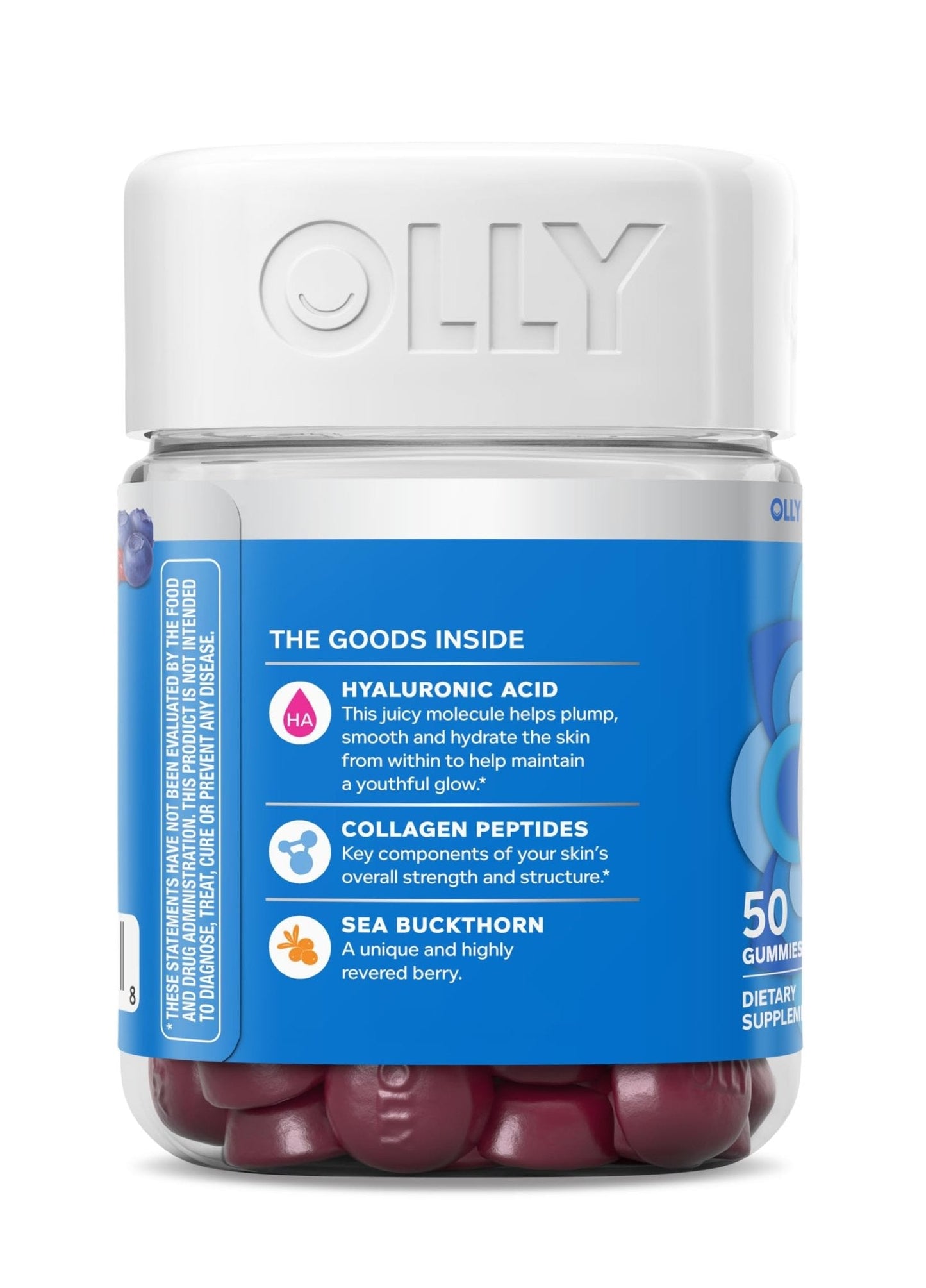 OLLY Glowing Skin Gummy, Hydrated & Youthful Skin,* Hyaluronic Acid, Collagen Peptides, Sea Buckthorn, Plump Berry Flavor - Maple Wellness Supplements