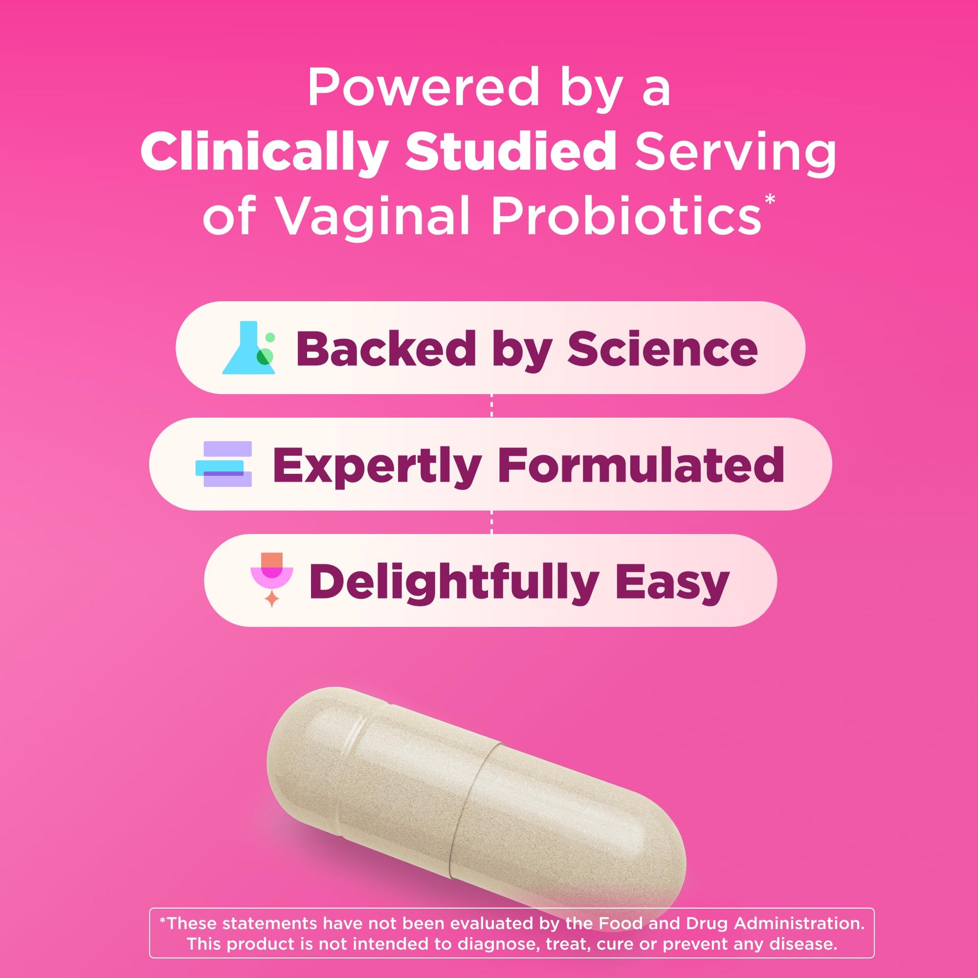OLLY Happy Hoo-Ha Capsules, Probiotic for Women, Vaginal Health and pH Balance, 10 Billion CFU, Gluten Free - 25 Count - Maple Wellness Supplements