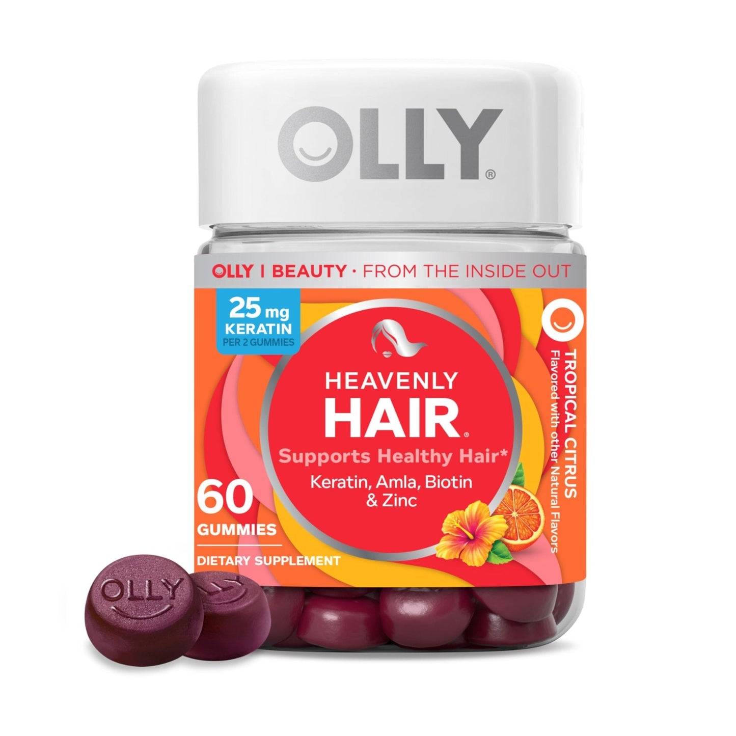 OLLY Heavenly Hair Gummy, Supports Healthy Hair, Keratin, Biotin, AMLA, Chewable Supplement, 30 Day Supply - 60 Count - Maple Wellness Supplements