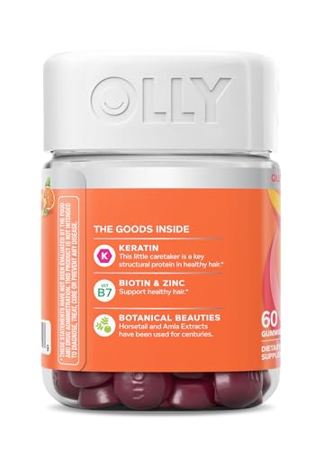 OLLY Heavenly Hair Gummy, Supports Healthy Hair, Keratin, Biotin, AMLA, Chewable Supplement, 30 Day Supply - 60 Count - Maple Wellness Supplements