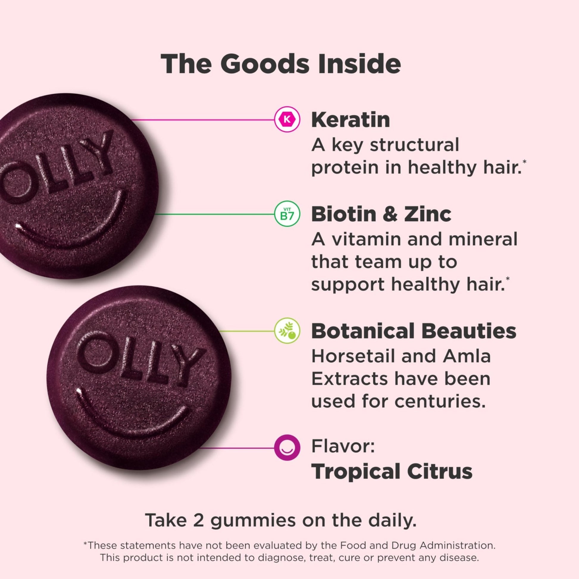 OLLY Heavenly Hair Gummy, Supports Healthy Hair, Keratin, Biotin, AMLA, Chewable Supplement, 30 Day Supply - 60 Count - Maple Wellness Supplements