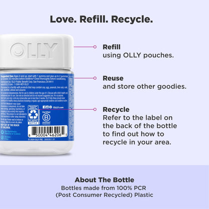 OLLY Kids Sleep Gummies, 0.5mg Melatonin, L Theanine, Chamomile, and Lemon Balm, Raspberry - 70 Count - Maple Wellness Supplements