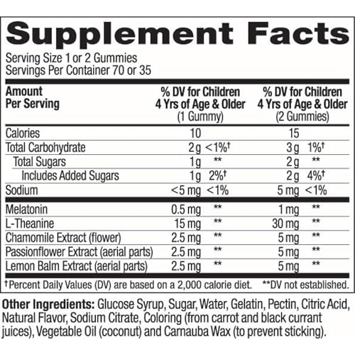 OLLY Kids Sleep Gummies, 0.5mg Melatonin, L Theanine, Chamomile, and Lemon Balm, Raspberry - 70 Count - Maple Wellness Supplements