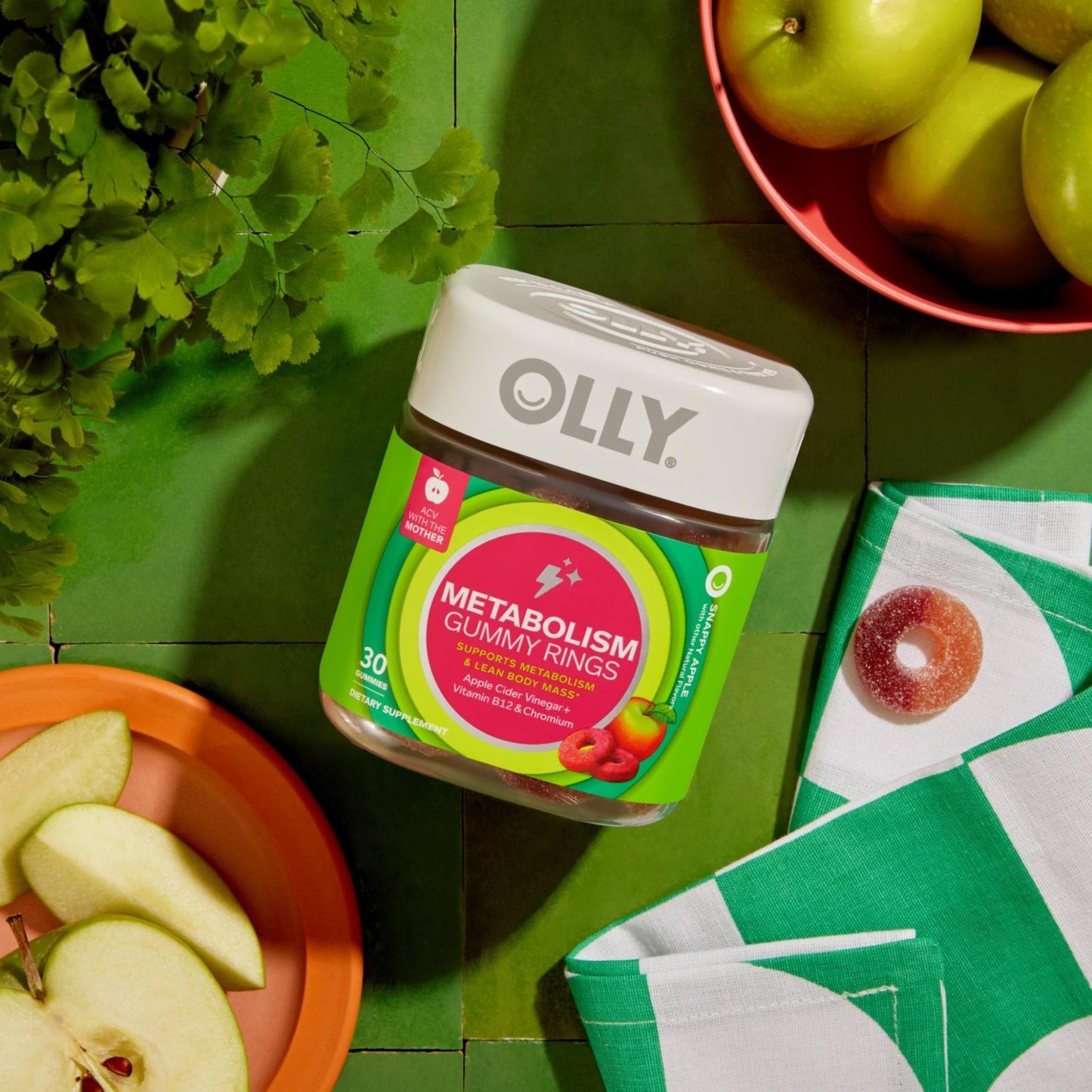 OLLY Metabolism Gummy Rings, Apple Cider Vinegar, Vitamin B12, Chromium, Energy - Maple Wellness Supplements