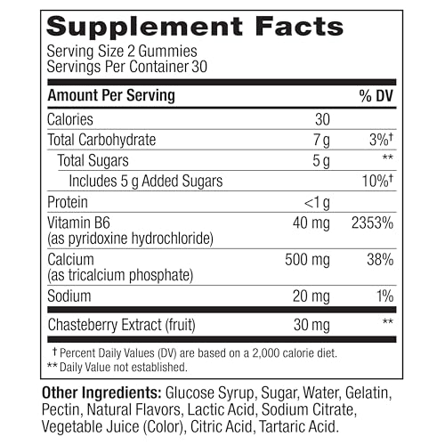 OLLY Period Hero Gummies, PMS Support Supplement,* Chasteberry, Vitamin B6, Calcium, Cran-Raspberry Flavor, 30 Day Supply - 60 Count - Maple Wellness Supplements
