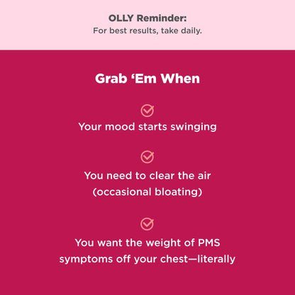 OLLY Period Hero Gummies, PMS Support Supplement,* Chasteberry, Vitamin B6, Calcium, Cran-Raspberry Flavor, 30 Day Supply - 60 Count - Maple Wellness Supplements