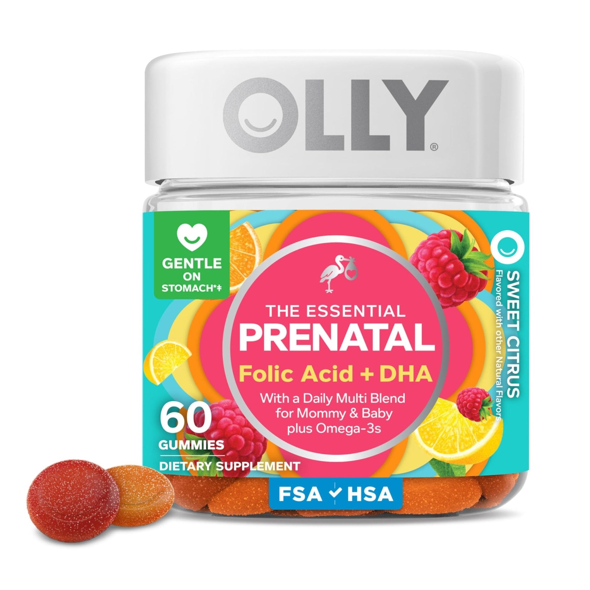 OLLY Prenatal Multivitamin Gummy, Supports Healthy Growth and Brain Development, Folic Acid, Vitamin D, Omega 3 DHA, Chewable Supplement - Maple Wellness Supplements