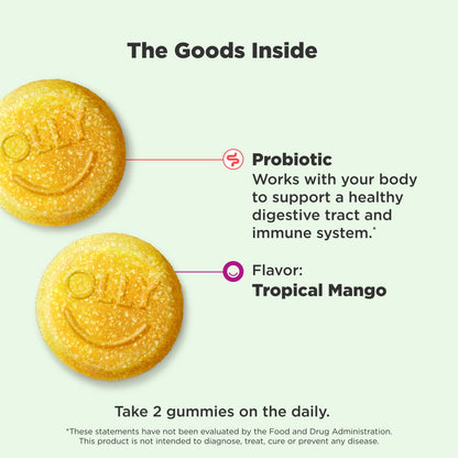 OLLY Probiotic Gummy, 1 Billion CFUs, Immune and Digestive Support, Chewable Probiotic Supplement, Mango, 80 Count - Maple Wellness Supplements