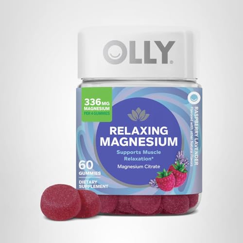 OLLY Relaxing Magnesium Gummies, Supports Muscle Relaxation*, Magnesium Citrate, Raspberry Lavender Flavor, 15 Day Supply - 60 Count - Maple Wellness Supplements