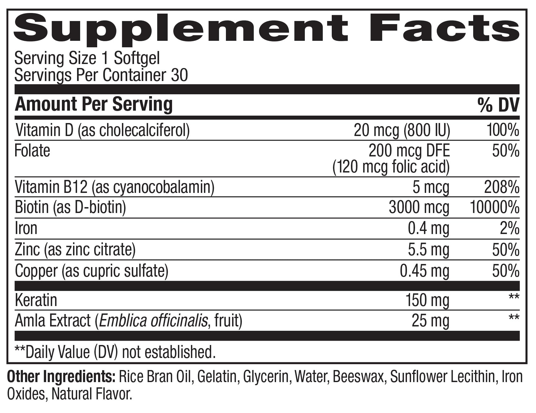 OLLY Ultra Strength Hair Softgels, Supports Hair Health, Biotin, Keratin, Vitamin D, B12, Hair Supplement, 30 Day Supply - Maple Wellness Supplements