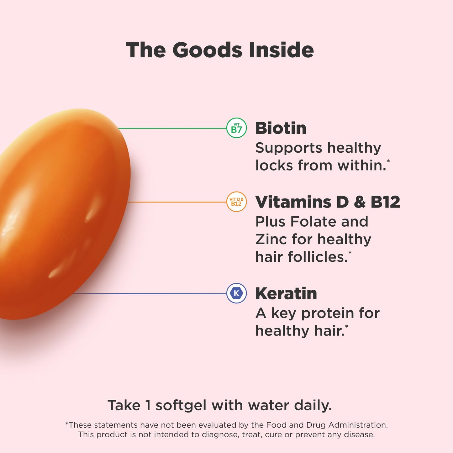 OLLY Ultra Strength Hair Softgels, Supports Hair Health, Biotin, Keratin, Vitamin D, B12, Hair Supplement, 30 Day Supply - Maple Wellness Supplements