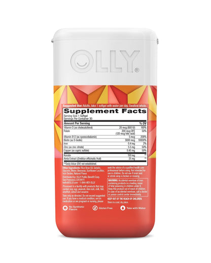 OLLY Ultra Strength Hair Softgels, Supports Hair Health, Biotin, Keratin, Vitamin D, B12, Hair Supplement, 30 Day Supply - Maple Wellness Supplements