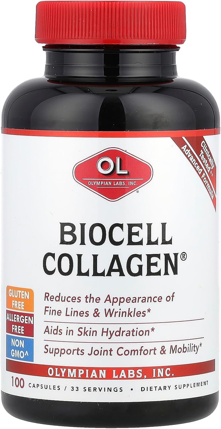 Olympian Labs Biocell Collagen II 1500mg Supplement Capsules Non-GMO, Gluten-Free, Allergan-Free - Supports Skin & Joint Health and Cartilage Producing Cells - Maple Wellness Supplements