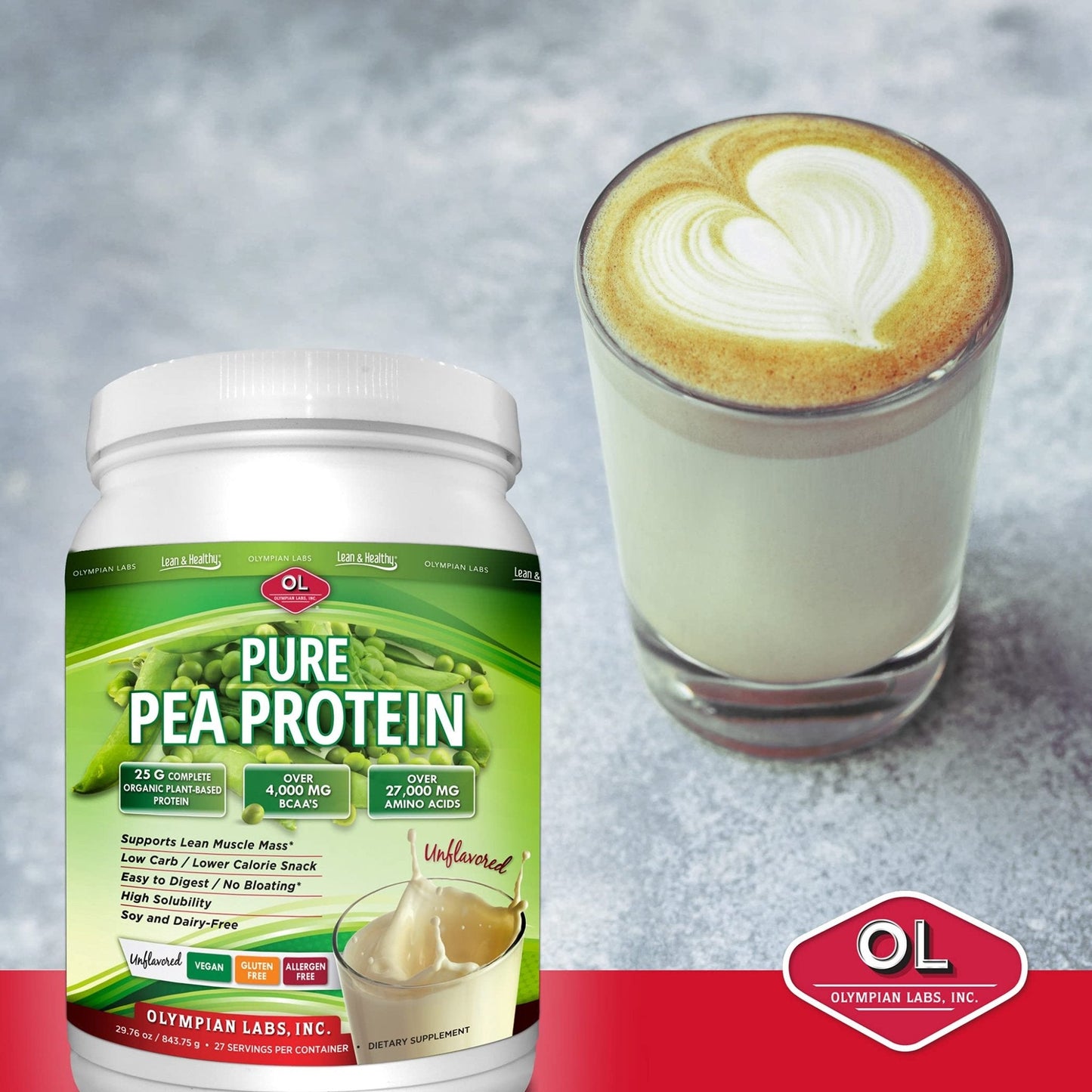 Olympian Labs Plant Based Pea Protein Powder, Unflavored - 25g of Protein, Vegan, Low Net Carbs, Gluten Free, Lactose Free, No Sugar Added, Soy Free - Maple Wellness Supplements