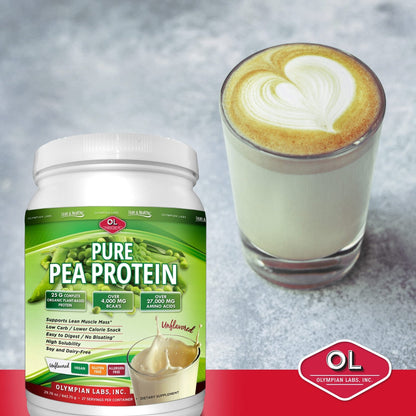 Olympian Labs Plant Based Pea Protein Powder, Unflavored - 25g of Protein, Vegan, Low Net Carbs, Gluten Free, Lactose Free, No Sugar Added, Soy Free - Maple Wellness Supplements