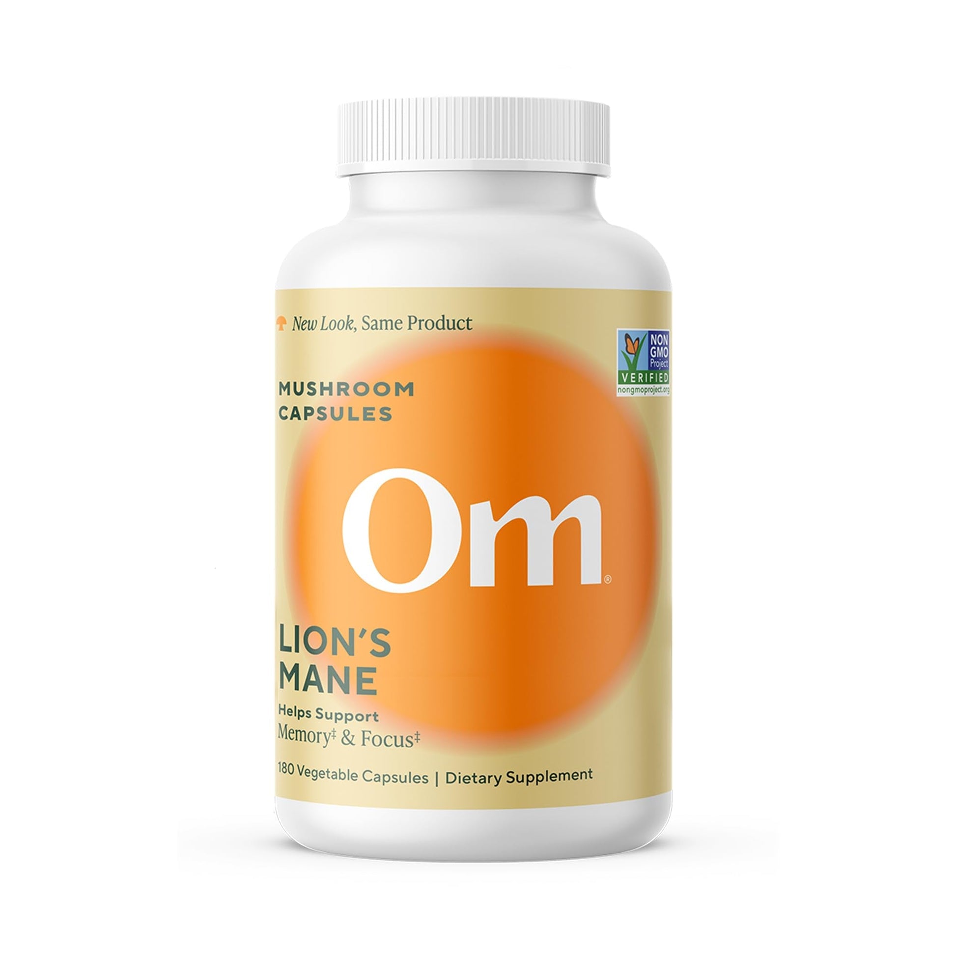 Om Lion’s Mane Mushroom Capsules - Organic Mushroom Supplement and Nootropic - Brain Supplements for Memory and Focus, 180 Count (60 Servings) - Maple Wellness Supplements