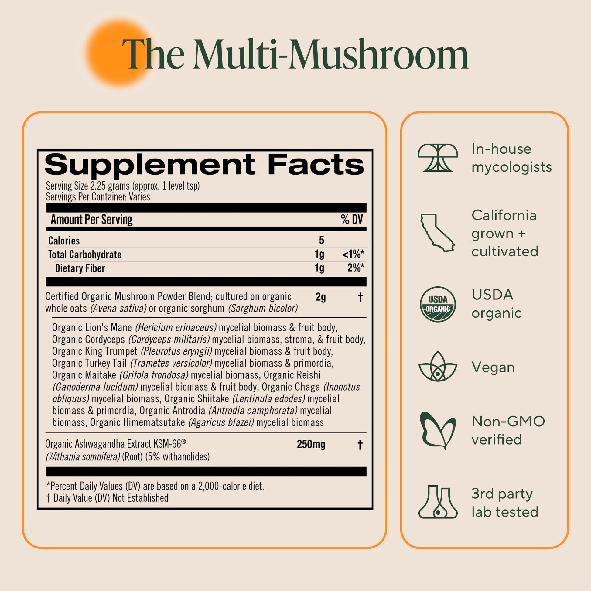 Om Master Blend Mushroom Powder – Organic Mushroom Supplement with 10 Mushrooms and Ashwagandha - Support Immunity, Gut Health & Stress Relief, - Maple Wellness Supplements