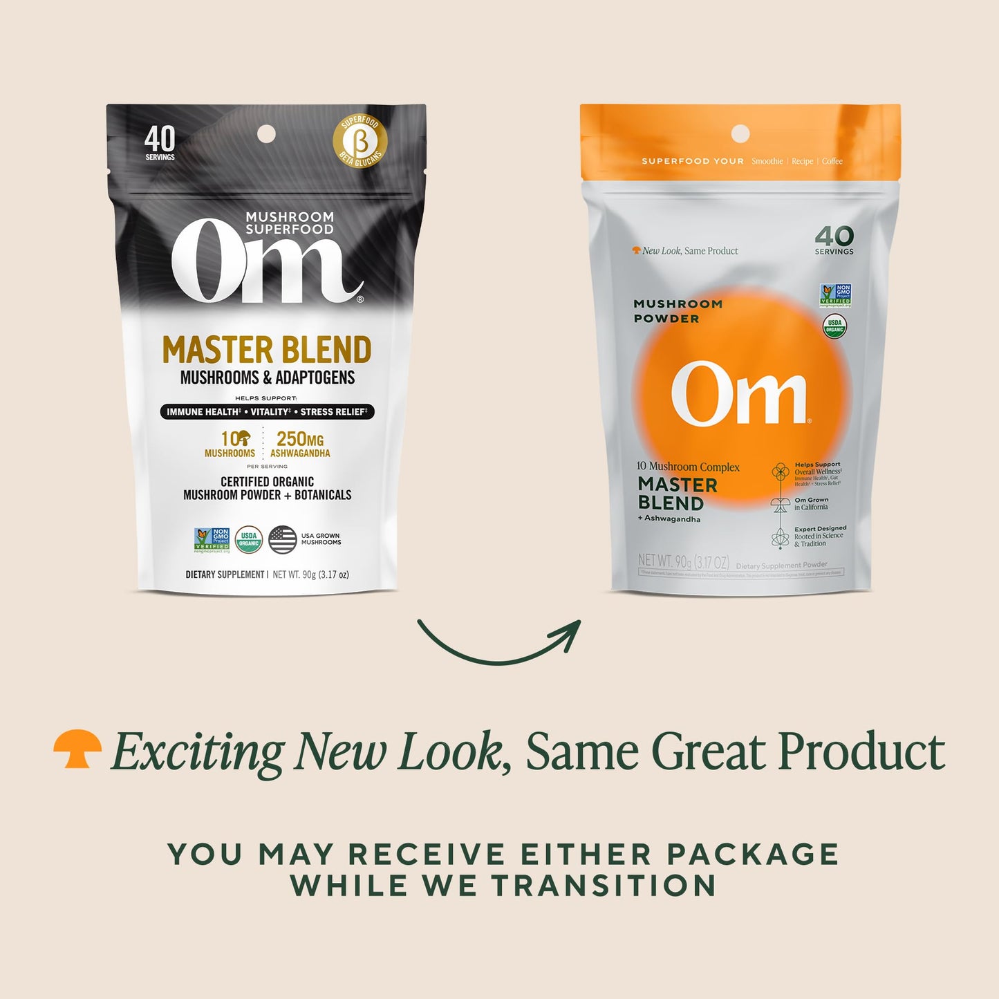Om Master Blend Mushroom Powder – Organic Mushroom Supplement with 10 Mushrooms and Ashwagandha - Support Immunity, Gut Health & Stress Relief, - Maple Wellness Supplements