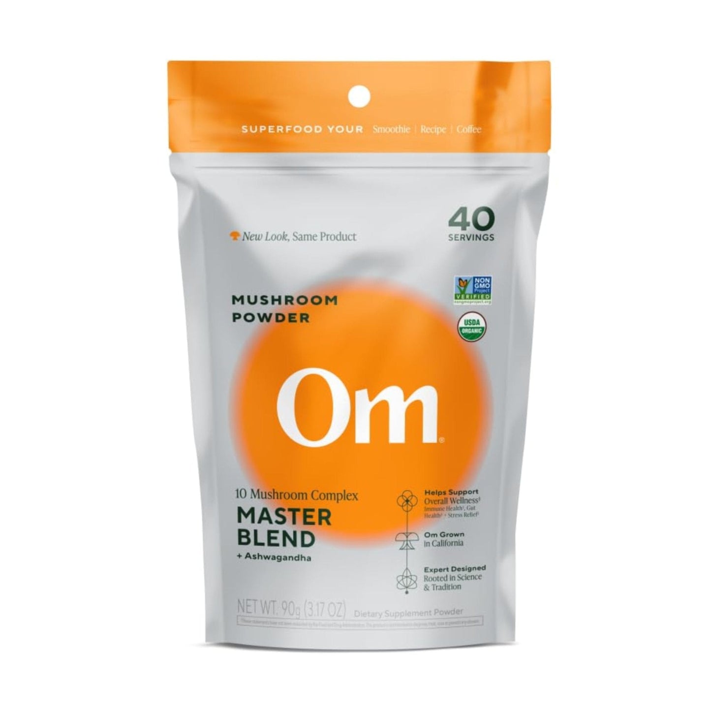 Om Master Blend Mushroom Powder – Organic Mushroom Supplement with 10 Mushrooms and Ashwagandha - Support Immunity, Gut Health & Stress Relief, - Maple Wellness Supplements