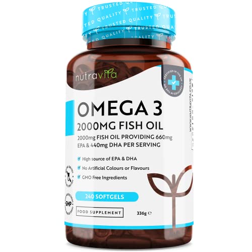 Omega 3 2000mg with 660mg EPA & 440mg DHA per Serving - 240 Softgel Capsules - Maple Wellness Supplements